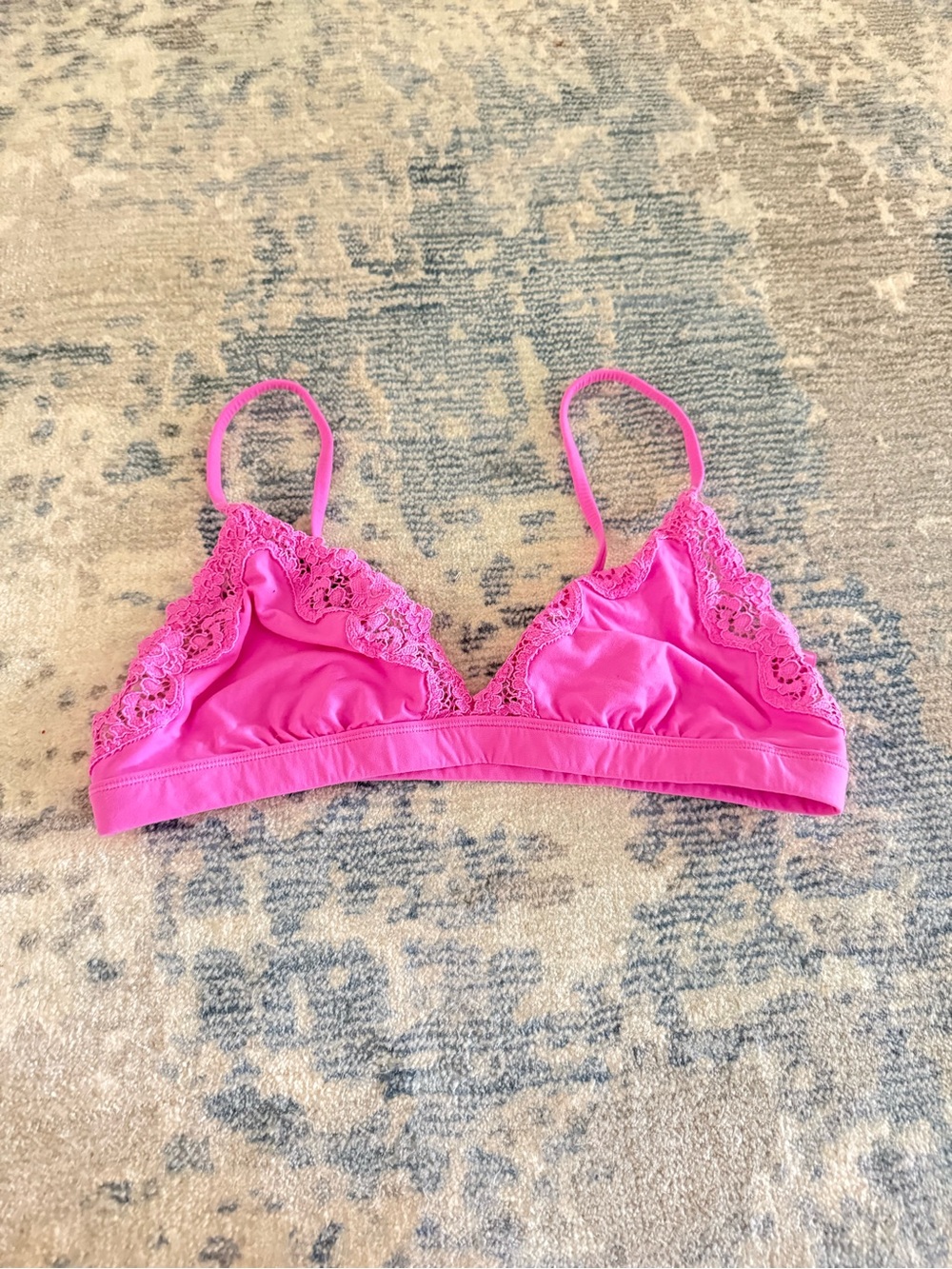 SKIMS Bright Pink Lace-Trim Bralette